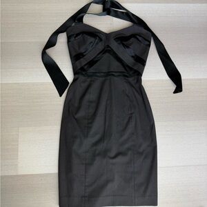 bebe Black Strapless Dress with Satin Accents